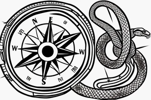 create a compass and snake themed tattoo it should fit in the forearm and it should be small you can use elements from space and sky tattoo idea