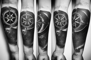 create a compass and ship themed small tattoo it should fit in the forearm you can use elements from space and sky tattoo idea