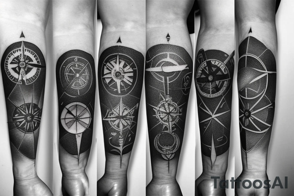 create a compass and ship themed small tattoo it should fit in the forearm you can use elements from space and sky tattoo idea