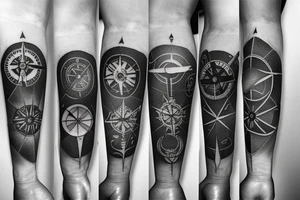 create a compass and ship themed small tattoo it should fit in the forearm you can use elements from space and sky tattoo idea