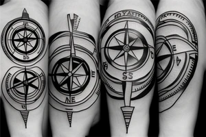 create a compass and ship themed small tattoo you can use elements from space and sky tattoo idea