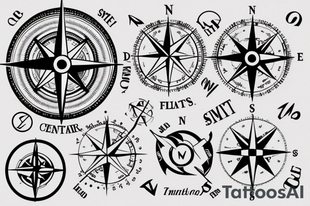 create a compass and ship themed small tattoo you can use elements from space and sky tattoo idea