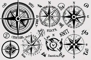 create a compass and ship themed small tattoo you can use elements from space and sky tattoo idea