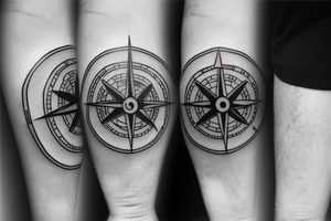 create a small compass and clock themed tattoo tattoo idea