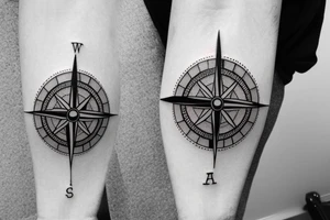 create a small compass and clock themed tattoo tattoo idea