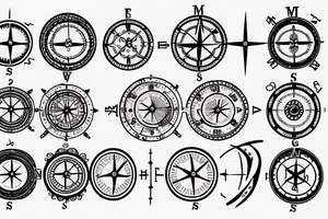 create a small compass and clock themed tattoo tattoo idea