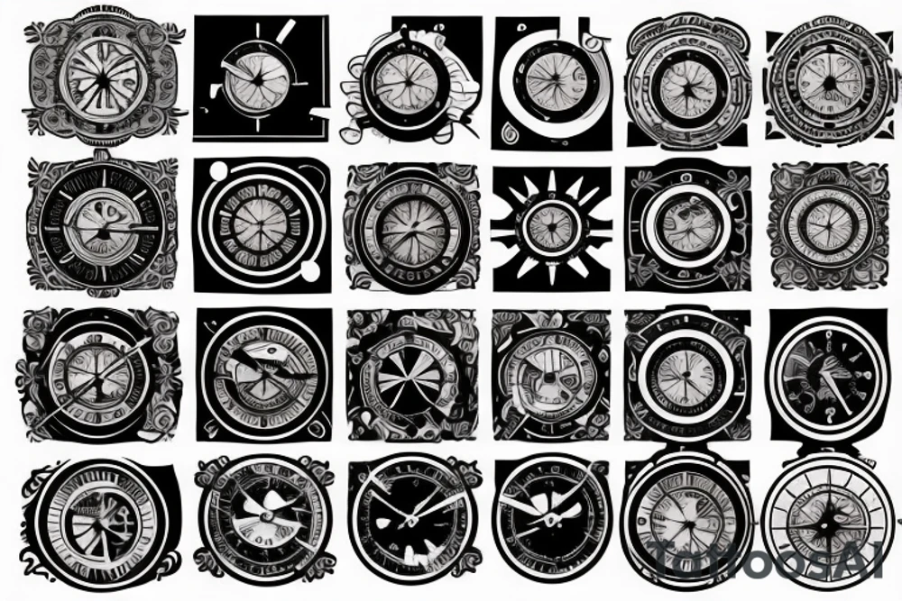 create a small compass and clock themed tattoo tattoo idea