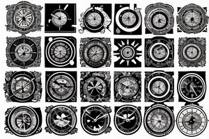 create a small compass and clock themed tattoo tattoo idea
