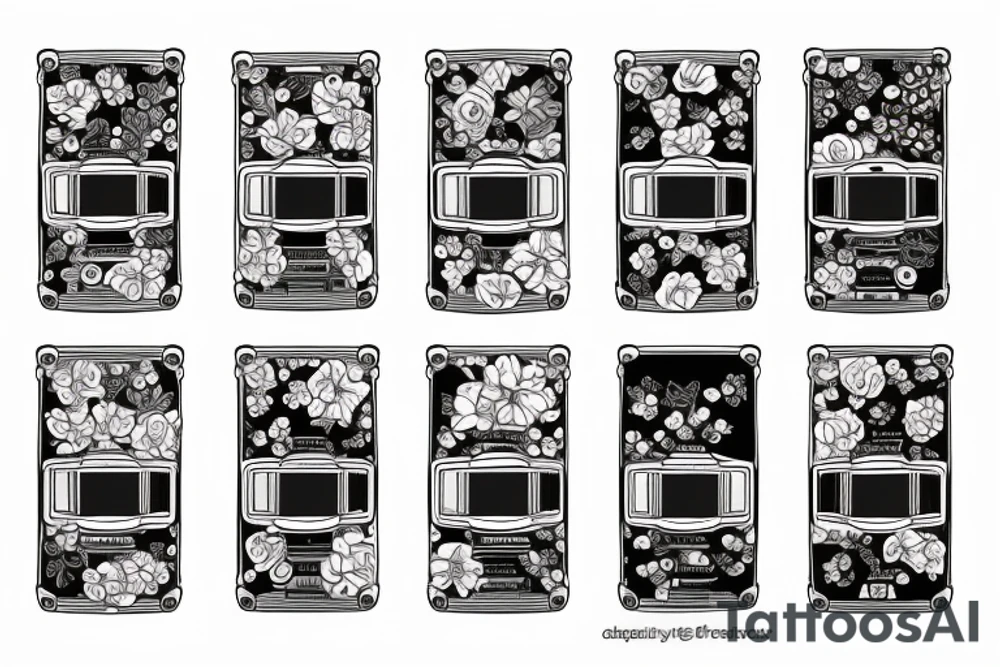 Neo traditional cassette tape with flowers around it tattoo idea