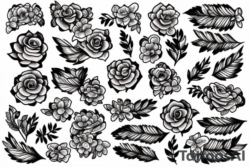 Neo traditional cassette tape with flowers around it tattoo idea