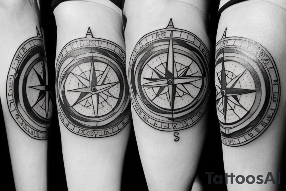 create a compass themed tattoo but outlines of the compass should be like solar system's orbit tattoo idea