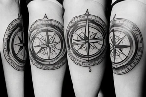 create a compass themed tattoo but outlines of the compass should be like solar system's orbit tattoo idea