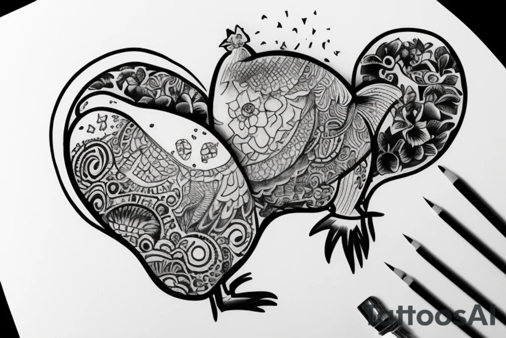 Chicken globe love brother tattoo idea
