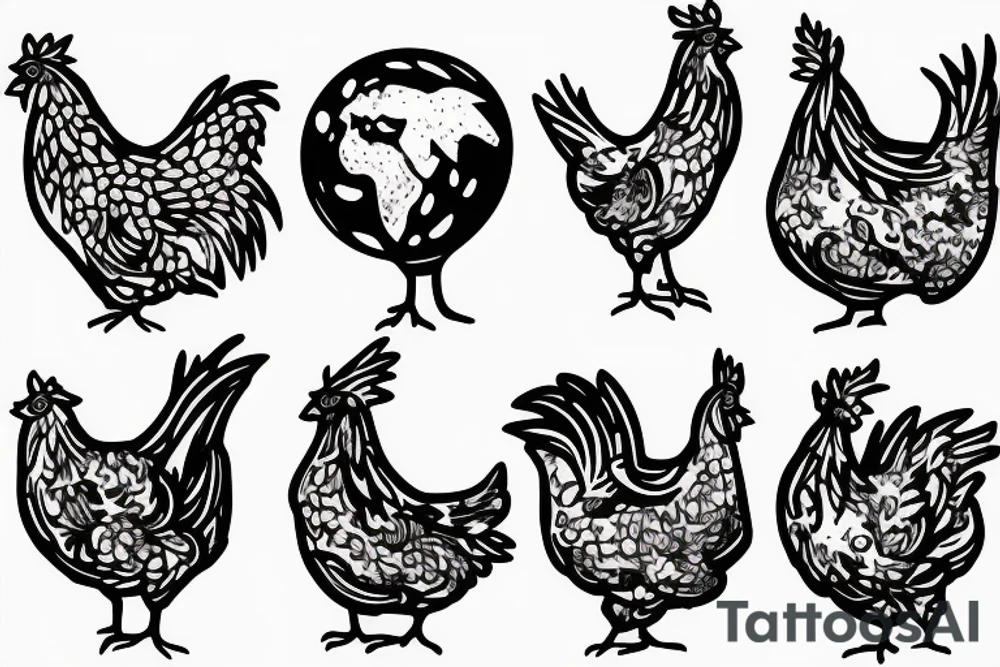 Chicken walking on a globe tattoo idea