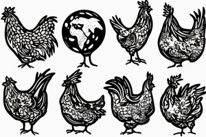 Chicken walking on a globe tattoo idea