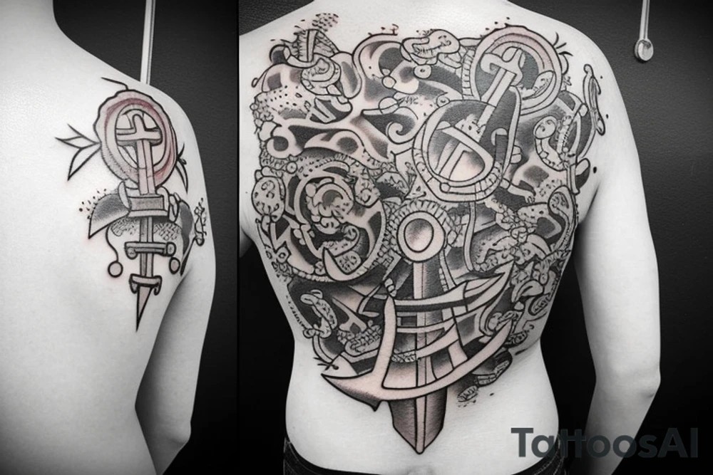 cover up anchor tattoo which on my back tattoo idea