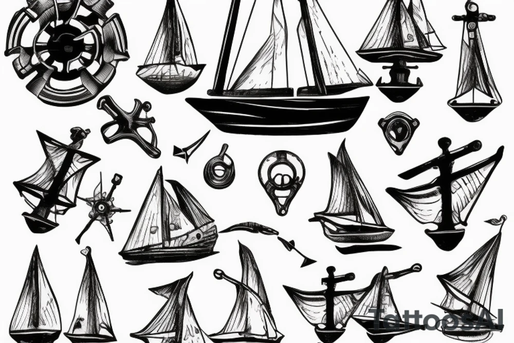 sunken ship anchor tattoo idea