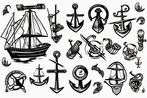 sunken ship anchor tattoo idea
