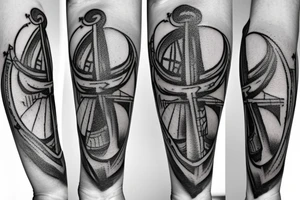 ship tattoo includes a faded anchor tattoo idea
