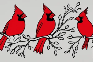 Male and female cardinal sitting on a branch tattoo idea