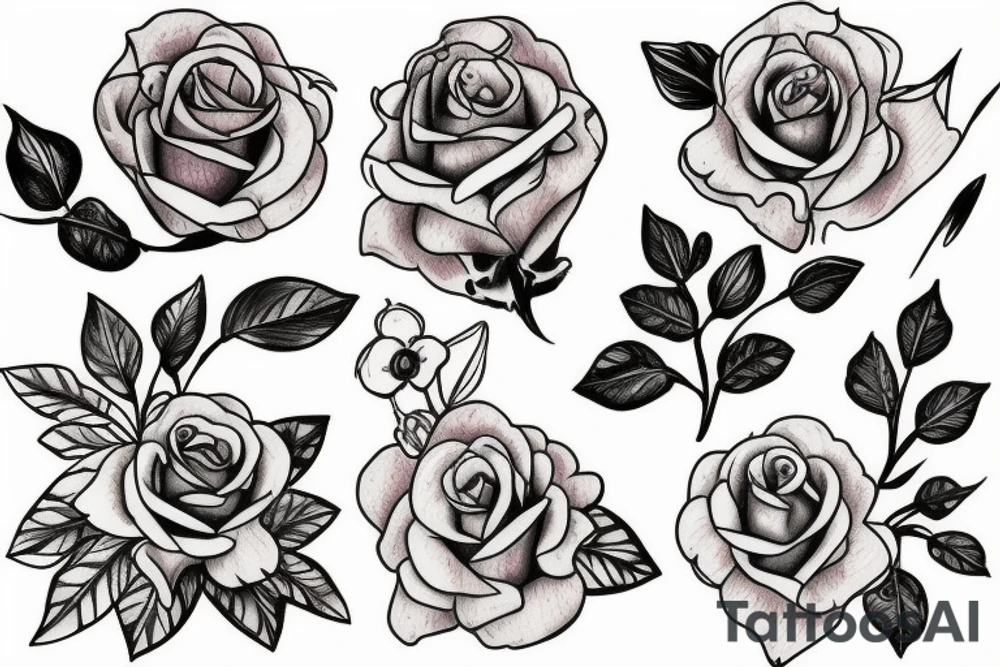 forget me not flower, rose, violet, primrose, honeysuckle tattoo idea