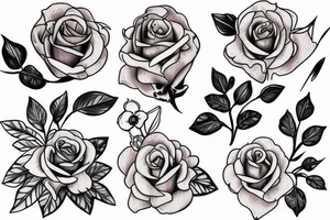forget me not flower, rose, violet, primrose, honeysuckle tattoo idea
