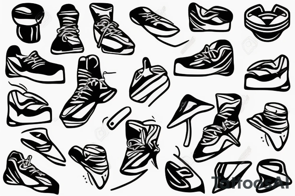ice hockey player on beach with shoes tattoo idea