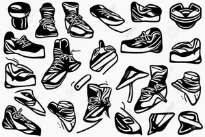 ice hockey player on beach with shoes tattoo idea