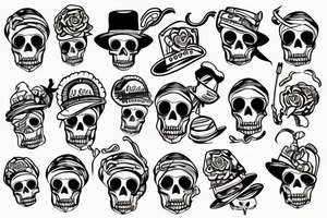 skull with funny hat tattoo idea