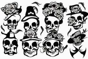 skull with funny hat tattoo idea