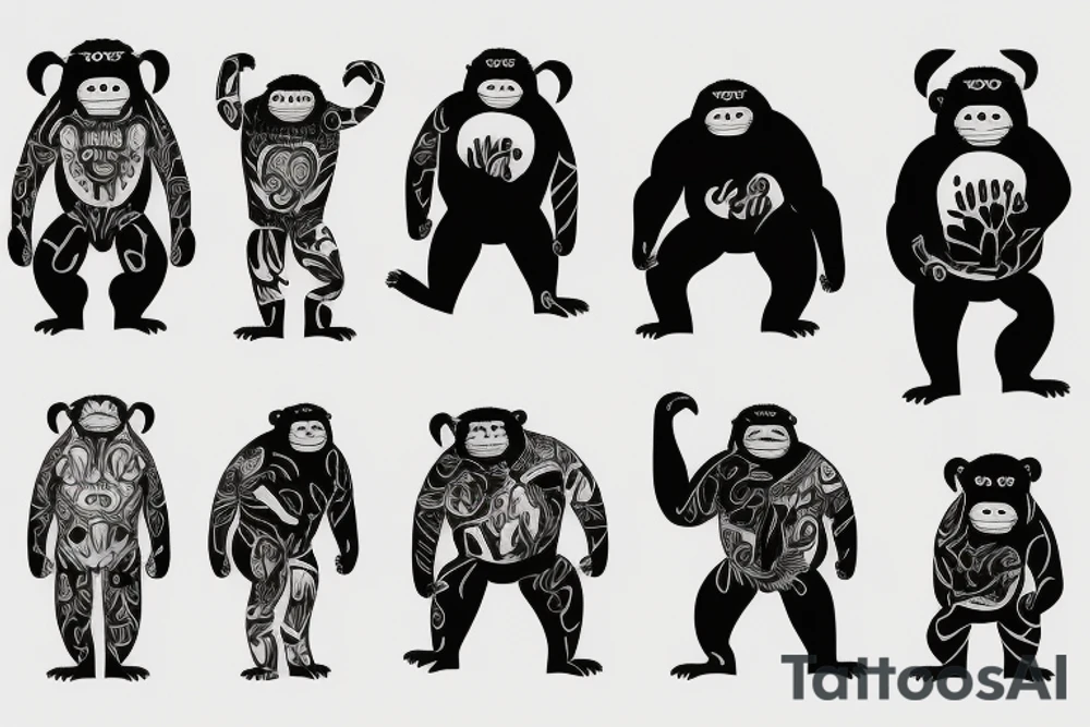 Gorrila walking fight tattoo idea