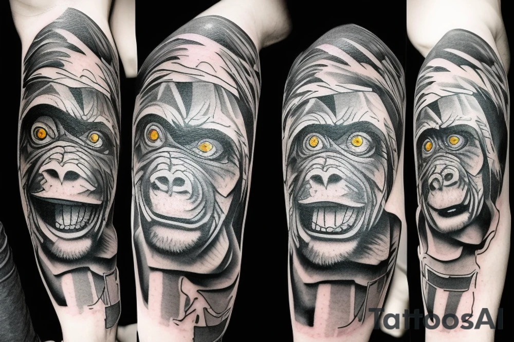 Gorrila walking fight tattoo idea