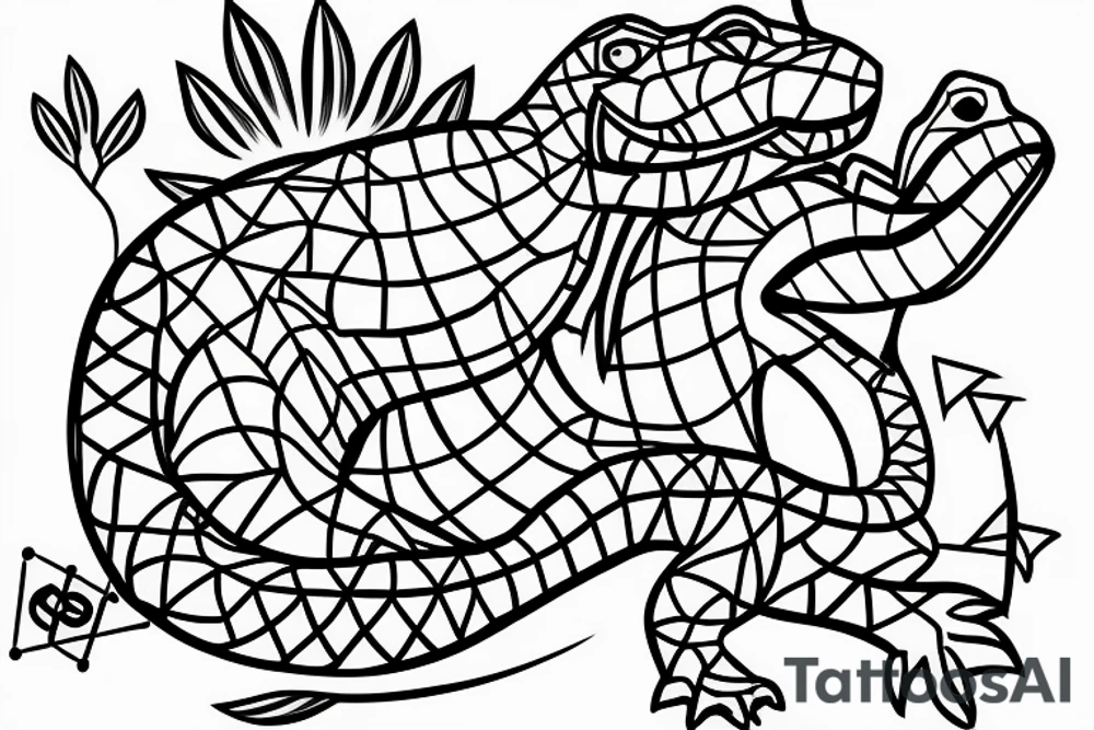 Geometric Gator tattoo idea