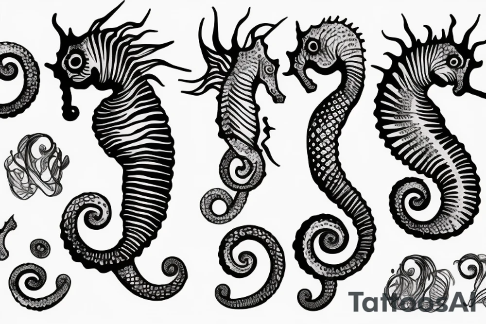 scientific illustration of a seahorse tattoo idea