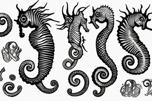 scientific illustration of a seahorse tattoo idea