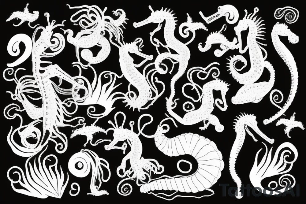 scientific illustration of a seahorse tattoo idea
