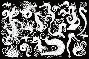scientific illustration of a seahorse tattoo idea