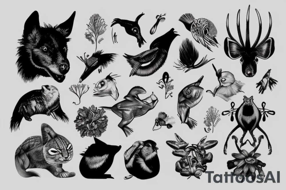 scientific illustration of an animal tattoo idea