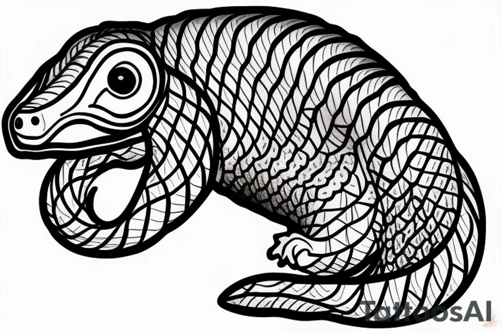 line drawing pangolin tattoo idea