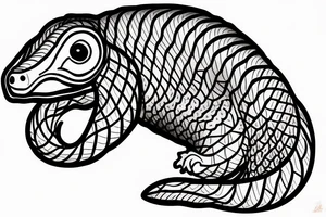 line drawing pangolin tattoo idea