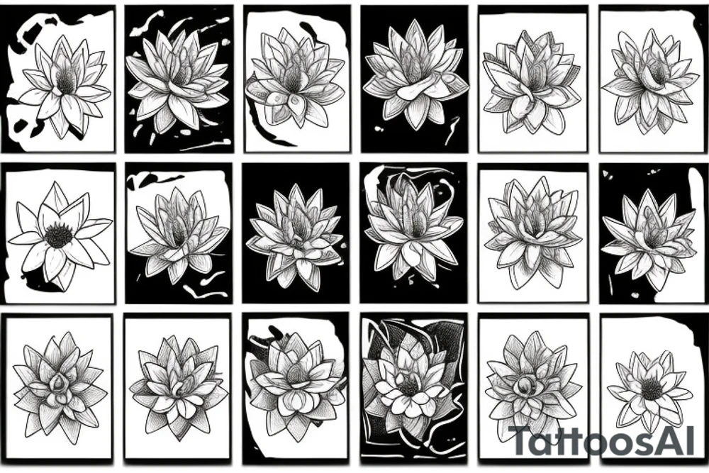 One Water lily, one daffodil and two cosmos tattoo idea
