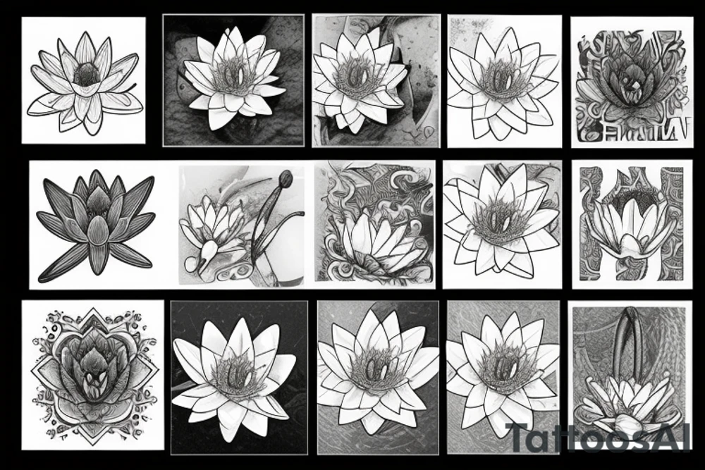 One Water lily, one daffodil and two cosmos tattoo idea