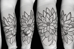 One Water lily, one daffodil and two cosmos in a bouquet tattoo idea