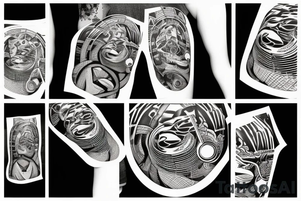 abstract collage with music and leipzig tattoo idea