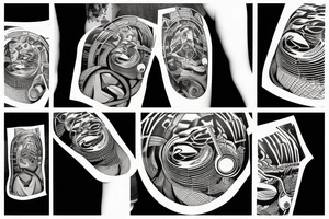 abstract collage with music and leipzig tattoo idea