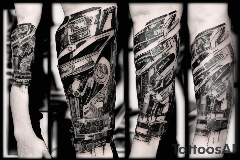 vinyl cyberpunk gramophon tattoo idea