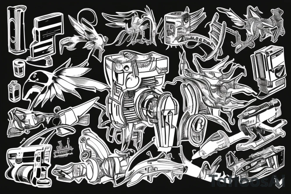 vinyl cyberpunk gramophon tattoo idea