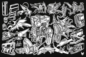 vinyl cyberpunk gramophon tattoo idea