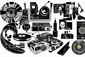 cyberpunk vinyl player tattoo idea