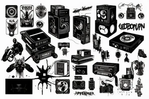 cyberpunk vinyl player tattoo idea